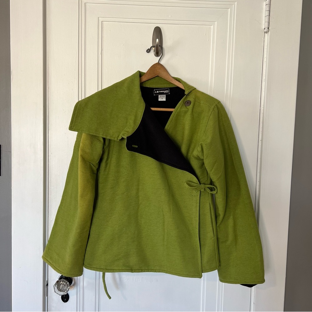 Kathmandu Artifacts Lime Green Wraparound Cotton Jacket Women’s Large